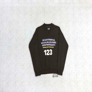 RIVINGTON ROI REBIS Letter and Number T-Shirt - Brown Long Sleeve